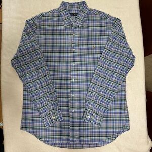 Polo Ralph Lauren Button Down Shirt Mens Size XL Blue White Pink Plaid LS Cotton